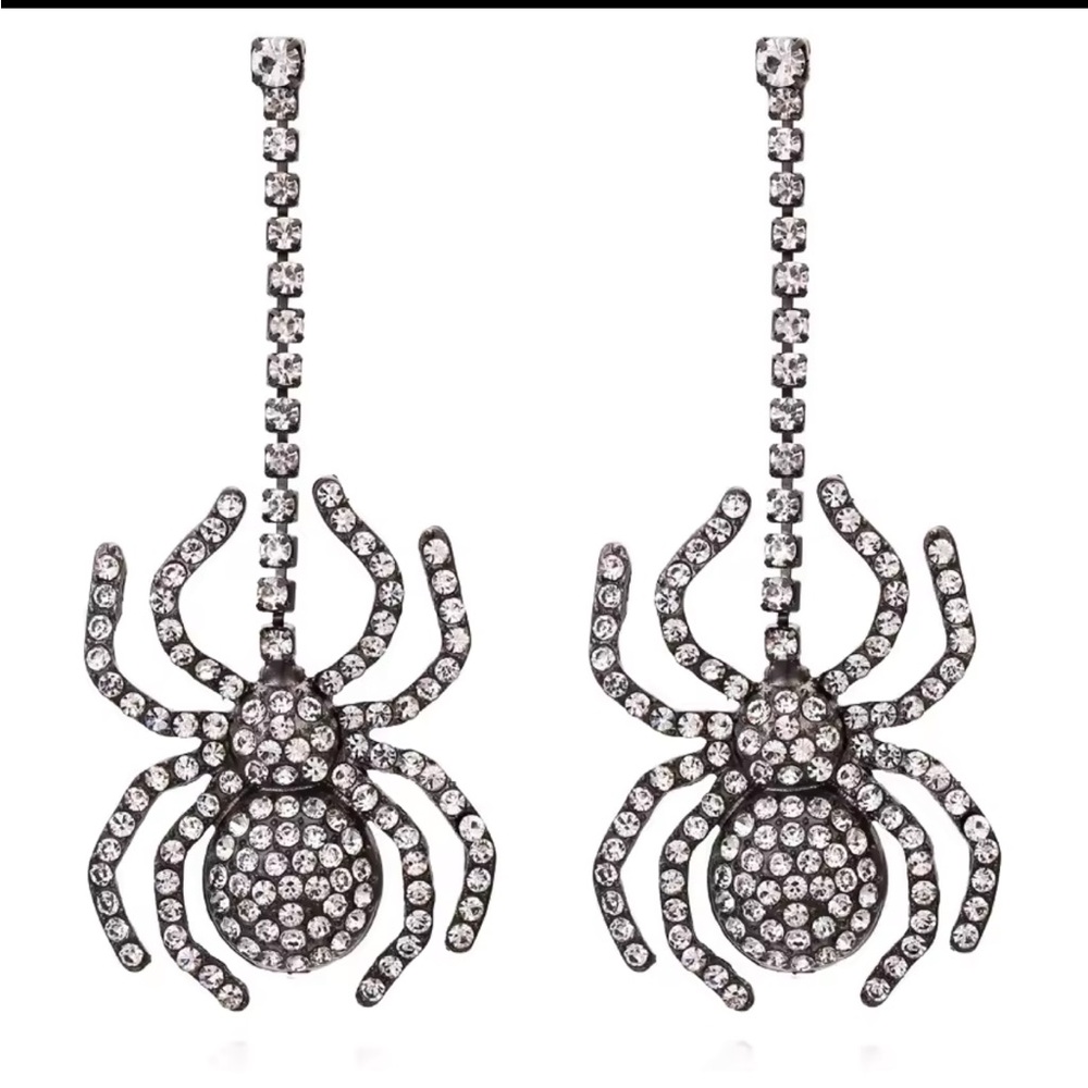 RHINESTONE SPIDER EARRINGS NEW